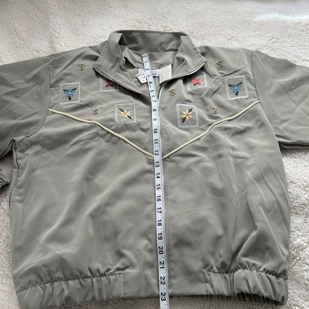 Bonnie Blain Women's Vintage Color Block Embroidered Bomber Jacket Size 12P - Picture 4 of 8